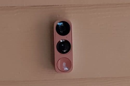 Home security app showing a live camera feed